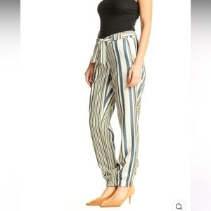 Lightweight striped casual joggers with tie belt, size 10